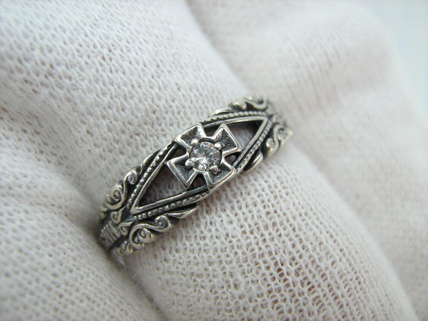 SOLID 925 Sterling Silver Ring Band US size 5.75 Prayer Text Religious Amulet Oxidized Vintage Christian Church Faith Fine Jewelry RI001771
