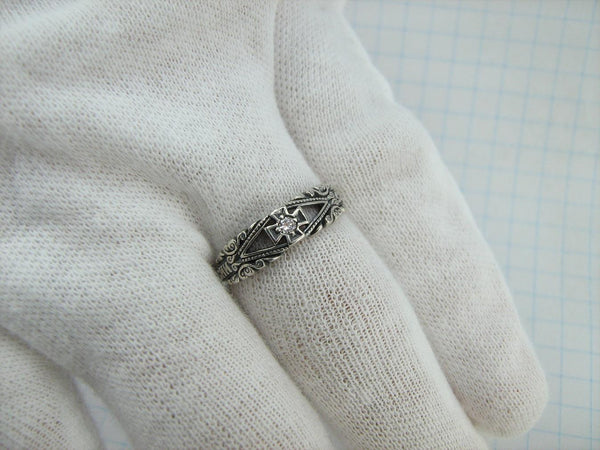SOLID 925 Sterling Silver Ring Band US size 5.75 Prayer Text Religious Amulet Oxidized Vintage Christian Church Faith Fine Jewelry RI001771