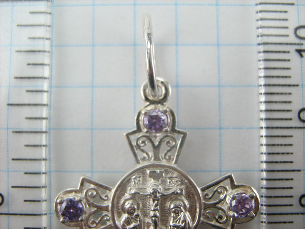 925 Sterling Silver Cross Pendant Prayer Jesus Christ Crucifix Purple CZ Stones New Christian Church Fine and Faith Jewelry CR000868