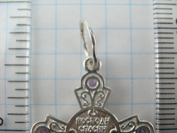 925 Sterling Silver Cross Pendant Prayer Jesus Christ Crucifix Purple CZ Stones New Christian Church Fine and Faith Jewelry CR000868