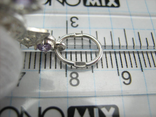 925 Sterling Silver Cross Pendant Prayer Jesus Christ Crucifix Purple CZ Stones New Christian Church Fine and Faith Jewelry CR000868