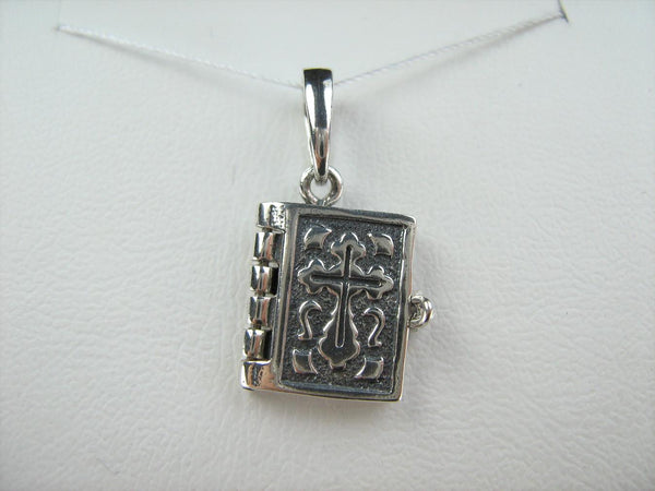 925 Sterling Silver Bible Book of Prayer Euchologion Pendant Medal Cross New Fine and Faith Jewelry MD001780