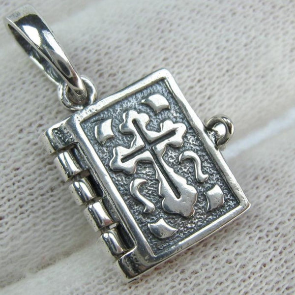 925 Sterling Silver Bible Book of Prayer Euchologion Pendant Medal Cross New Fine and Faith Jewelry MD001780