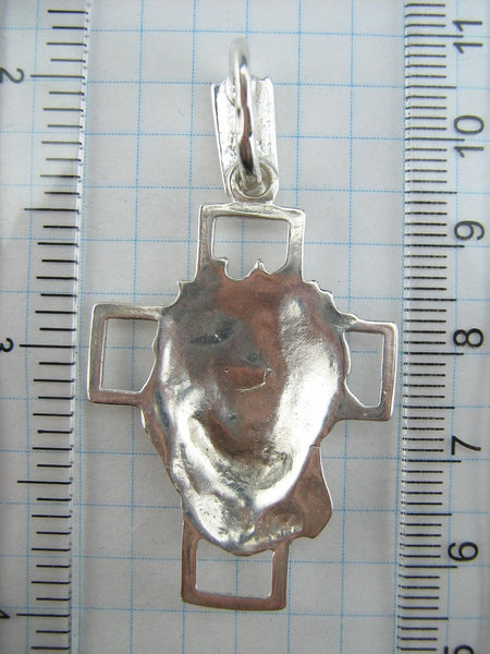 New solid 925 Sterling Silver statement Christian openwork cross pendant depicting Jesus Christ image, also called the Vernicle Face or the Head of Savior not made by human hands, in the crown of thorns. Items code CR001042. Picture 9