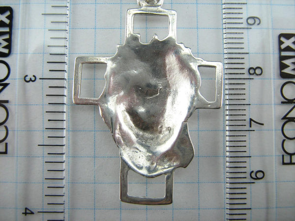 New solid 925 Sterling Silver statement Christian openwork cross pendant depicting Jesus Christ image, also called the Vernicle Face or the Head of Savior not made by human hands, in the crown of thorns. Items code CR001042. Picture 11