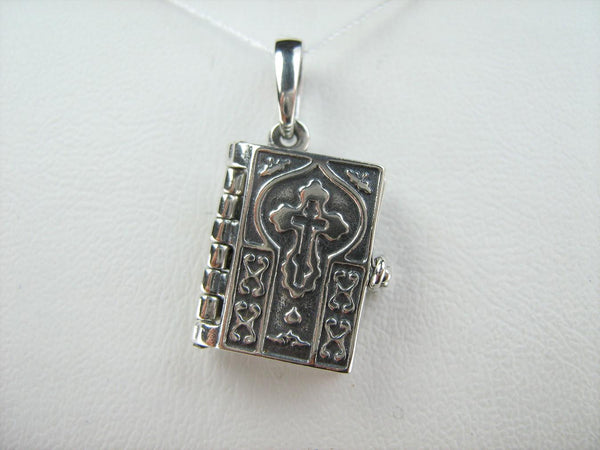 SOLID 925 Sterling Silver Bible Book Euchologion Lord's Prayer Our Father Pater Noster New Christian Church Faith Jewelry MD001772