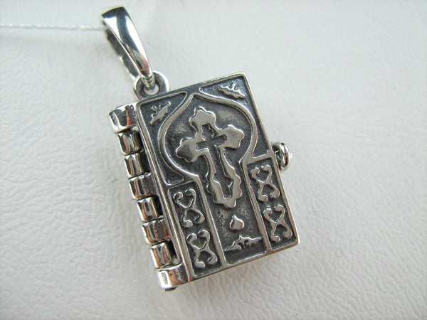 SOLID 925 Sterling Silver Bible Book Euchologion Lord's Prayer Our Father Pater Noster New Christian Church Faith Jewelry MD001772