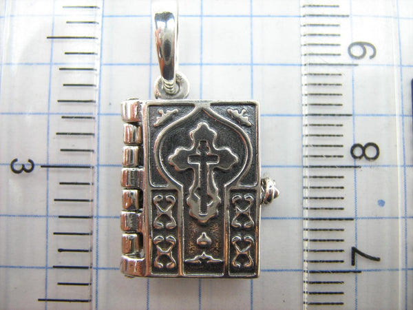 SOLID 925 Sterling Silver Bible Book Euchologion Lord's Prayer Our Father Pater Noster New Christian Church Faith Jewelry MD001772