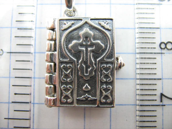 SOLID 925 Sterling Silver Bible Book Euchologion Lord's Prayer Our Father Pater Noster New Christian Church Faith Jewelry MD001772