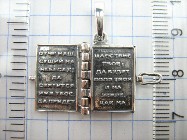 SOLID 925 Sterling Silver Bible Book Euchologion Lord's Prayer Our Father Pater Noster New Christian Church Faith Jewelry MD001772