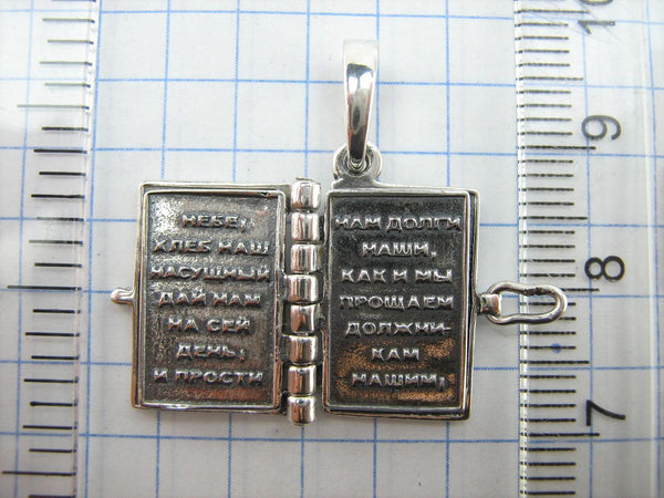 SOLID 925 Sterling Silver Bible Book Euchologion Lord's Prayer Our Father Pater Noster New Christian Church Faith Jewelry MD001772