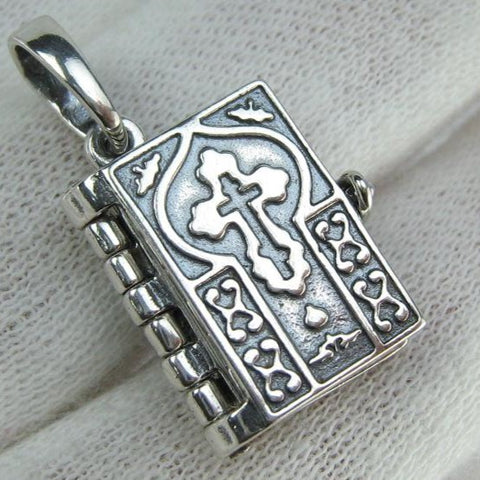 Libro della Bibbia in argento sterling 925 massiccio eucologio preghiera del Signore Padre Nostro Pater Noster nuovi gioielli della fede della chiesa cristiana MD001772