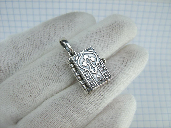 SOLID 925 Sterling Silver Bible Book Euchologion Lord's Prayer Our Father Pater Noster New Christian Church Faith Jewelry MD001772