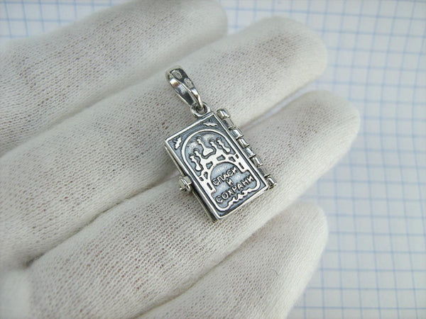 SOLID 925 Sterling Silver Bible Book Euchologion Lord's Prayer Our Father Pater Noster New Christian Church Faith Jewelry MD001772