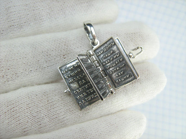 SOLID 925 Sterling Silver Bible Book Euchologion Lord's Prayer Our Father Pater Noster New Christian Church Faith Jewelry MD001772