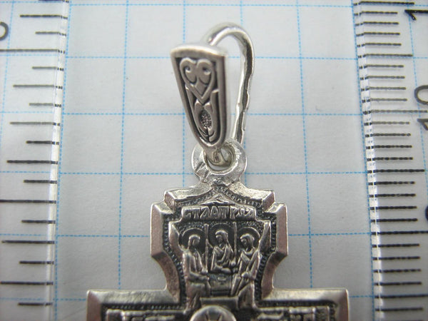 925 Sterling Silver Cross Pendant Crucifix Angels Saints Oxidized Prayer Text Vintage Christian Church Fine and Faith Jewelry CR000996