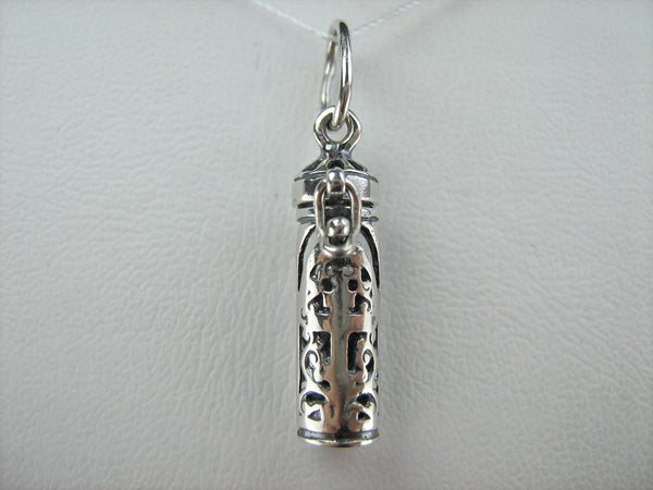 SOLID 925 Sterling Silver Locket Pendant Old Believers Grapevine Cross Prayer Text New Christian Church Fine and Faith Jewelry MD001773