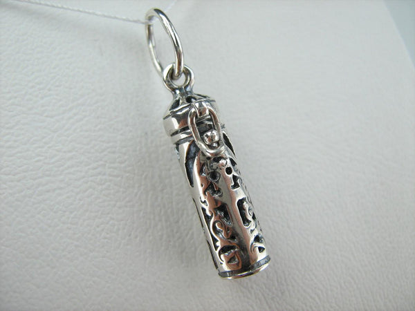SOLID 925 Sterling Silver Locket Pendant Old Believers Grapevine Cross Prayer Text New Christian Church Fine and Faith Jewelry MD001773