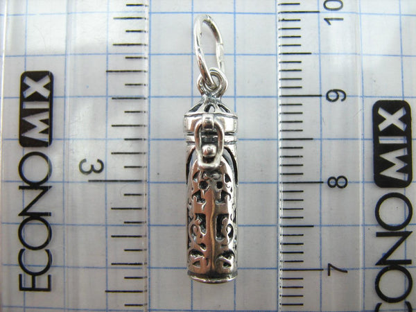 SOLID 925 Sterling Silver Locket Pendant Old Believers Grapevine Cross Prayer Text New Christian Church Fine and Faith Jewelry MD001773