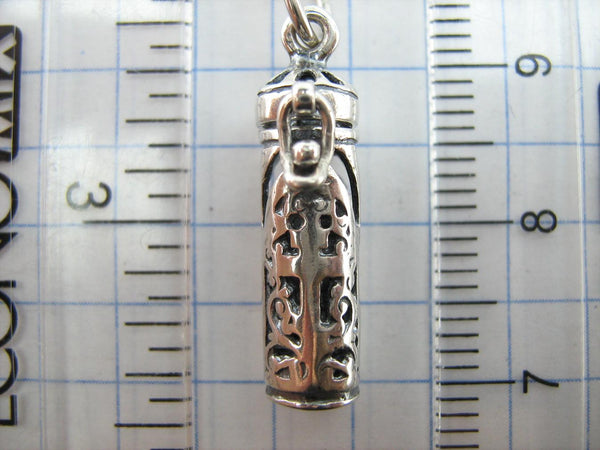 SOLID 925 Sterling Silver Locket Pendant Old Believers Grapevine Cross Prayer Text New Christian Church Fine and Faith Jewelry MD001773