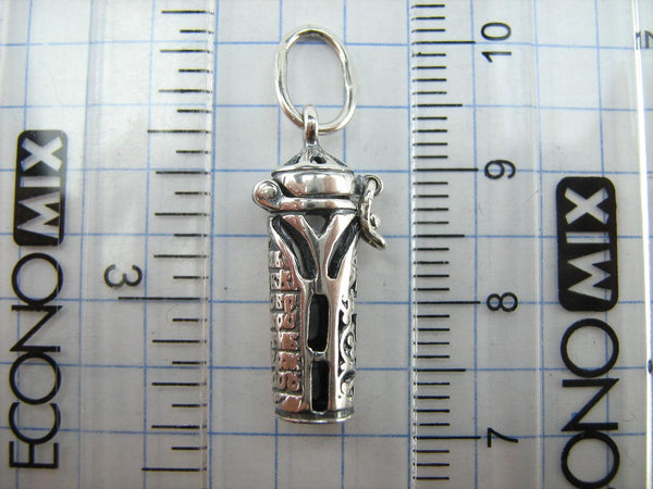 SOLID 925 Sterling Silver Locket Pendant Old Believers Grapevine Cross Prayer Text New Christian Church Fine and Faith Jewelry MD001773