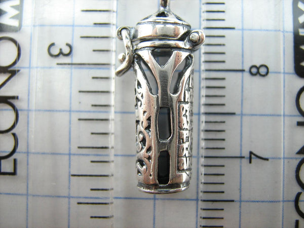SOLID 925 Sterling Silver Locket Pendant Old Believers Grapevine Cross Prayer Text New Christian Church Fine and Faith Jewelry MD001773