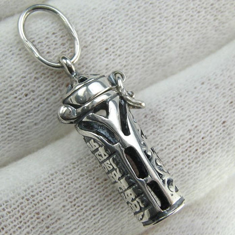 Pendentif médaillon en argent sterling 925 massif croix de vigne des anciens croyants texte de prière nouvelle église chrétienne bijoux fins et de foi MD001773