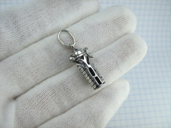 SOLID 925 Sterling Silver Locket Pendant Old Believers Grapevine Cross Prayer Text New Christian Church Fine and Faith Jewelry MD001773