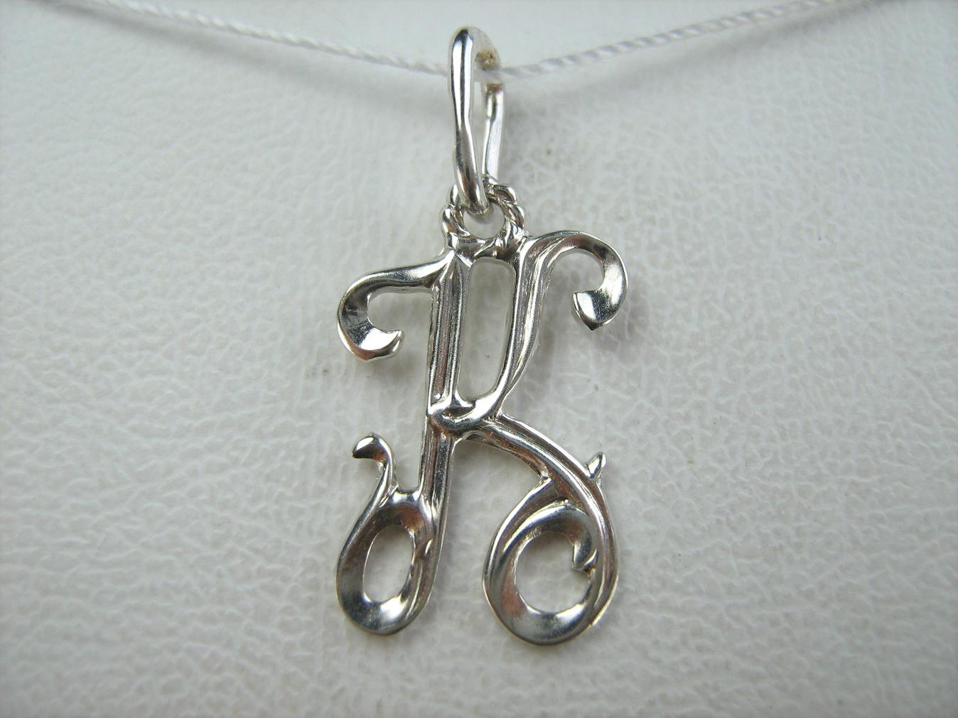 SOLID 925 Sterling Silver Pendant Letter K Alphabet PN001949