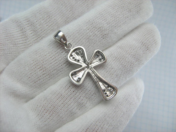 925 Sterling Silver Cross Pendant Necklace CZ Stones Gems Stylized Lovely Vintage Christian Church Fine & Faith Jewelry CR000781