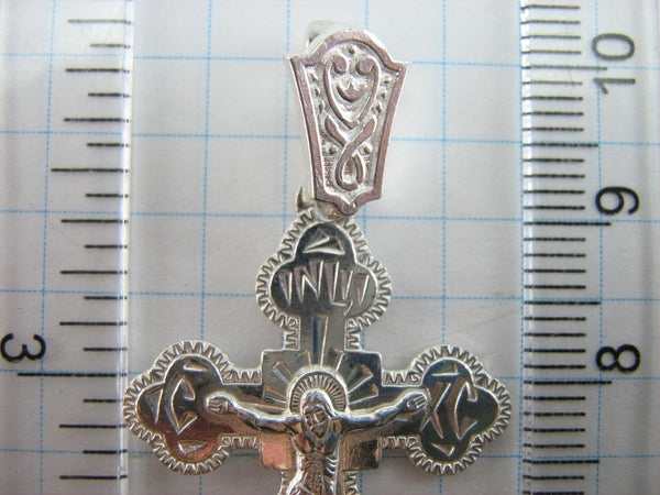 925 Sterling Silver cross pendant with crucifix and Christian prayer inscription to God decorated with hand engravings. Item number CR000745. Picture 7