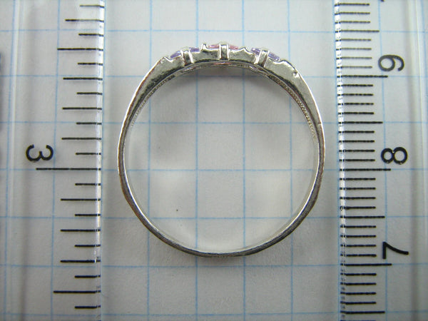 925 Sterling Silver Band Ring US size 9.0 Prayer Scripture Purple Pink Stones New Christian Church Faith Jewelry RI000891