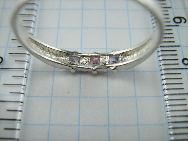 925 Sterling Silver Band Ring US size 9.0 Prayer Scripture Purple Pink Stones New Christian Church Faith Jewelry RI000891