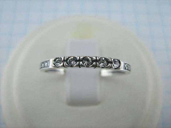 925 Sterling Silver Ring Band US Size 7.75 Prayer Scripture Guardian Cross Stone New Christian Church Faith Jewelry RI001407