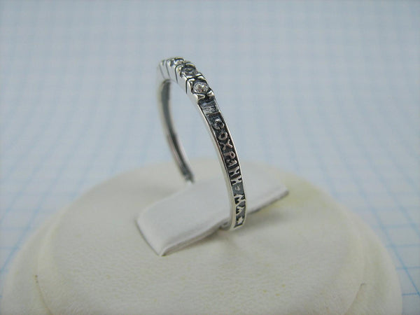 925 Sterling Silver Ring Band US Size 7.75 Prayer Scripture Guardian Cross Stone New Christian Church Faith Jewelry RI001407