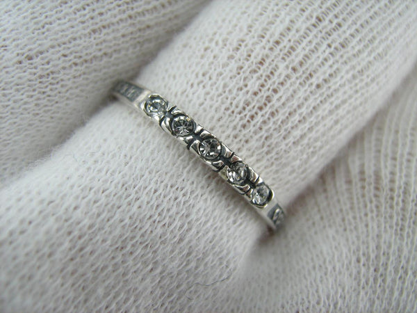 925 Sterling Silver Ring Band US Size 7.75 Prayer Scripture Guardian Cross Stone New Christian Church Faith Jewelry RI001407