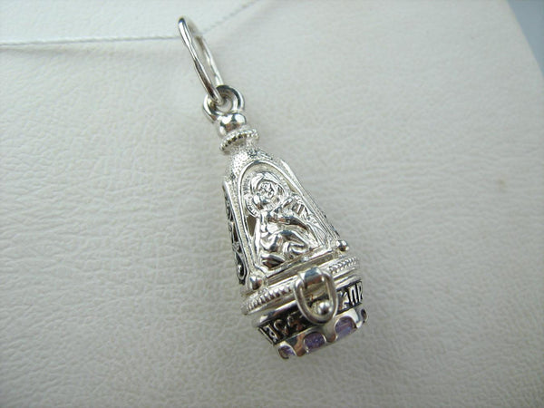 925 Sterling Silver Locket Pendant Mother Mary Openwork Rose Lilac Stone Prayer New Christian Church Fine Faith Jewelry MD001737