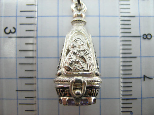 925 Sterling Silver Locket Pendant Mother Mary Openwork Rose Lilac Stone Prayer New Christian Church Fine Faith Jewelry MD001737