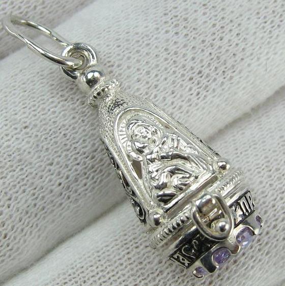 925 Sterling Silver Locket Pendant Mother Mary Openwork Rose Lilac Stone Prayer New Christian Church Fine Faith Jewelry MD001737