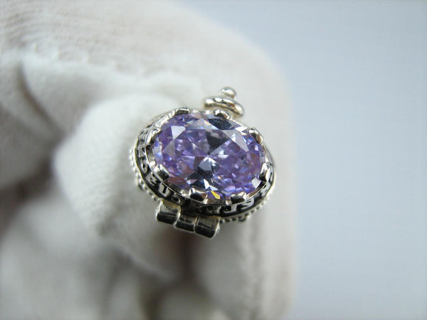 925 Sterling Silver Locket Pendant Mother Mary Openwork Rose Lilac Stone Prayer New Christian Church Fine Faith Jewelry MD001737