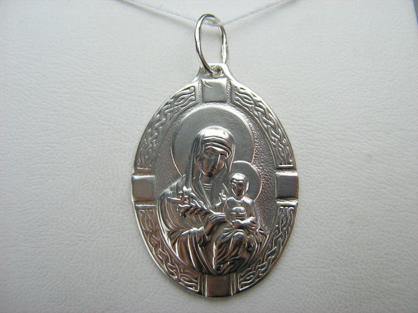 925 Sterling Silver Pendant Mother of God Mary Unfading Bloom Eternal Flower Vintage Christian Church Fine Faith Jewelry MD001179