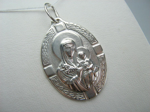925 Sterling Silver Pendant Mother of God Mary Unfading Bloom Eternal Flower Vintage Christian Church Fine Faith Jewelry MD001179