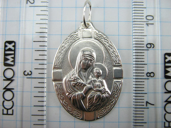 925 Sterling Silver Pendant Mother of God Mary Unfading Bloom Eternal Flower Vintage Christian Church Fine Faith Jewelry MD001179