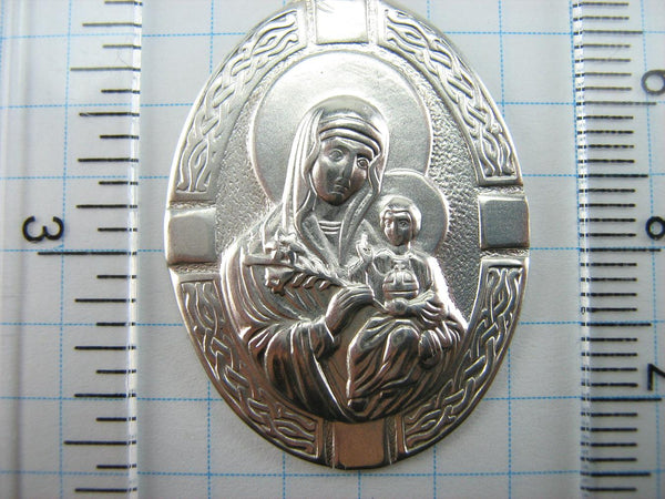 925 Sterling Silver Pendant Mother of God Mary Unfading Bloom Eternal Flower Vintage Christian Church Fine Faith Jewelry MD001179