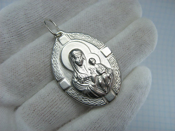 925 Sterling Silver Pendant Mother of God Mary Unfading Bloom Eternal Flower Vintage Christian Church Fine Faith Jewelry MD001179