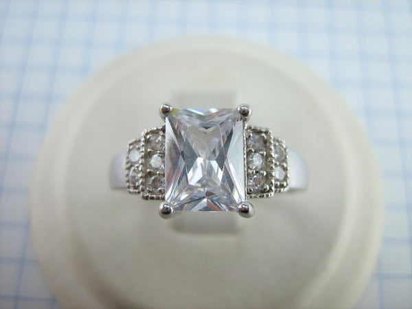 925 Sterling Silver Ring Band US size 7.5 CZ Stone Engagement Wedding Proposal Vintage Fine Jewelry RI001834