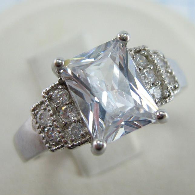 925 Sterling Silver Ring Band US size 7.5 CZ Stone Engagement Wedding Proposal Vintage Fine Jewelry RI001834