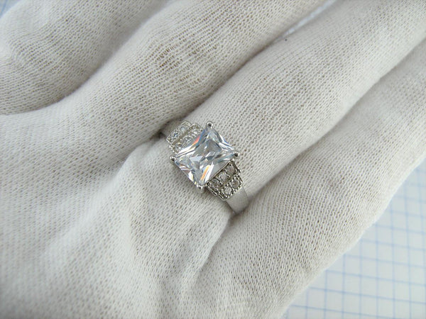 925 Sterling Silver Ring Band US size 7.5 CZ Stone Engagement Wedding Proposal Vintage Fine Jewelry RI001834