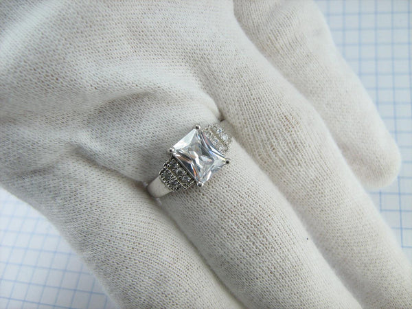 925 Sterling Silver Ring Band US size 7.5 CZ Stone Engagement Wedding Proposal Vintage Fine Jewelry RI001834