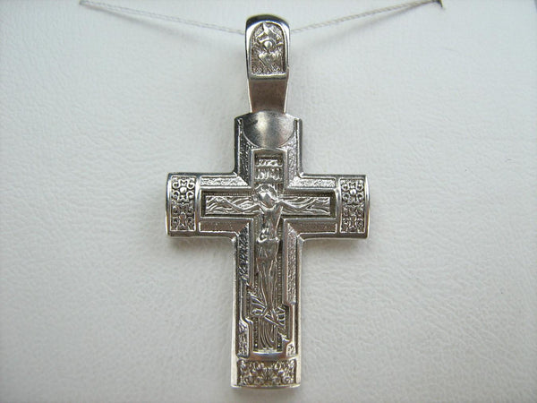 Pendentif croix en argent sterling 925 massif Crucifix Chérubin Prière Modèle en bois Vintage Église chrétienne Bijoux de foi fine CR002065